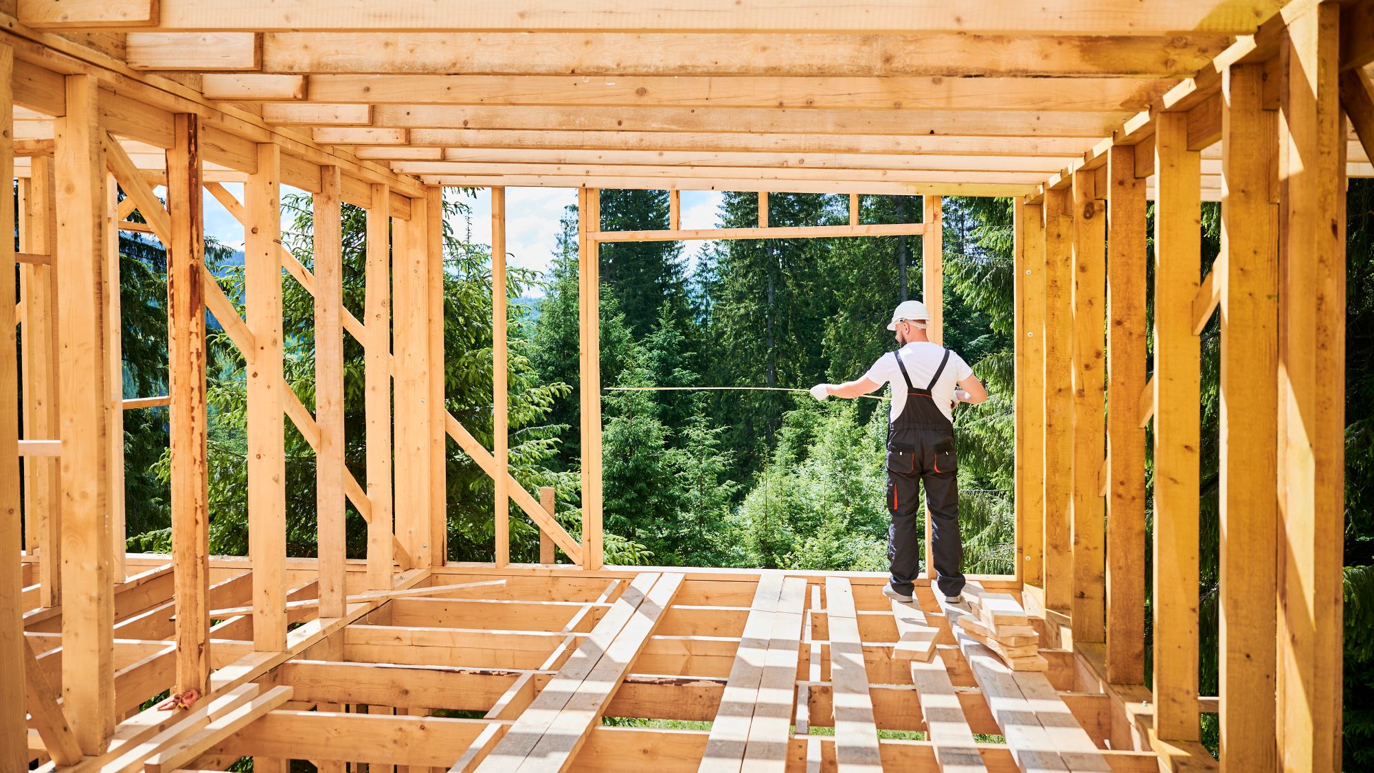 Builder building a house